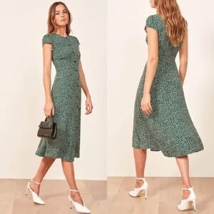Reformation Fauna Midi Dress, Size 4, Green